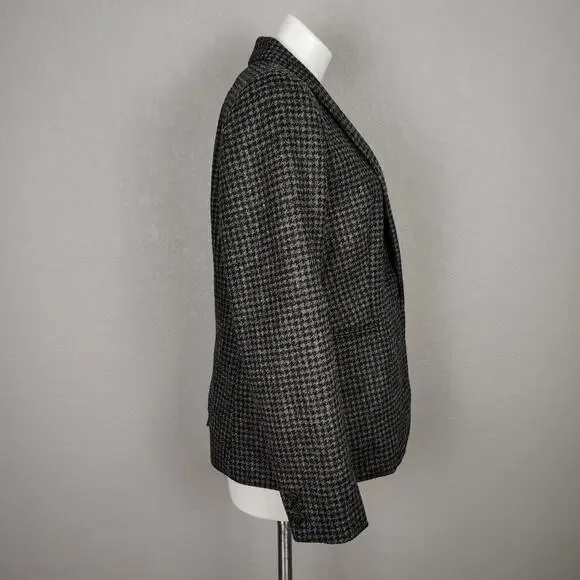 J. Crew Parke Houndstooth Wool Blazer Black Gray Size 12 - Picture 3 of 14